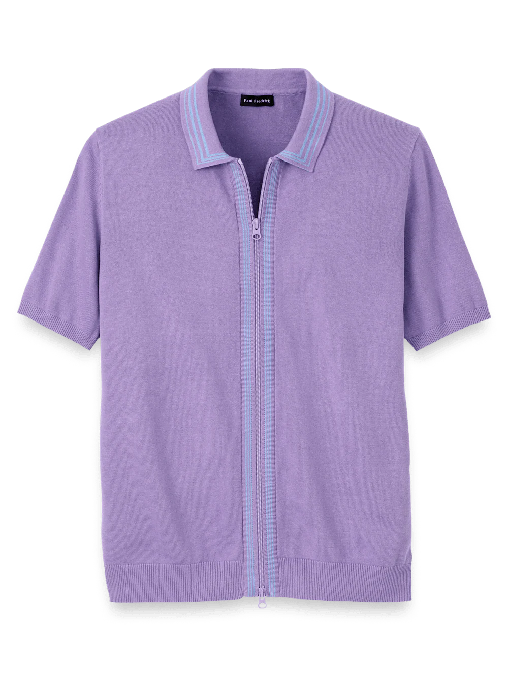 Cotton Full Zip Polo - Purple