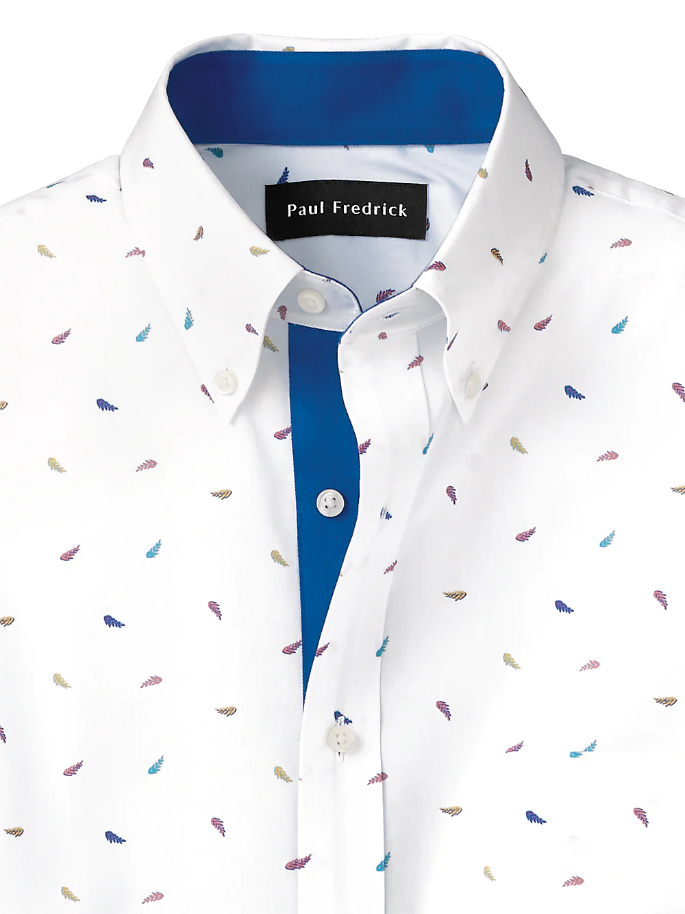 Cotton Leaf Print Casual Shirt With Contrast Trim - Multi - Image 2