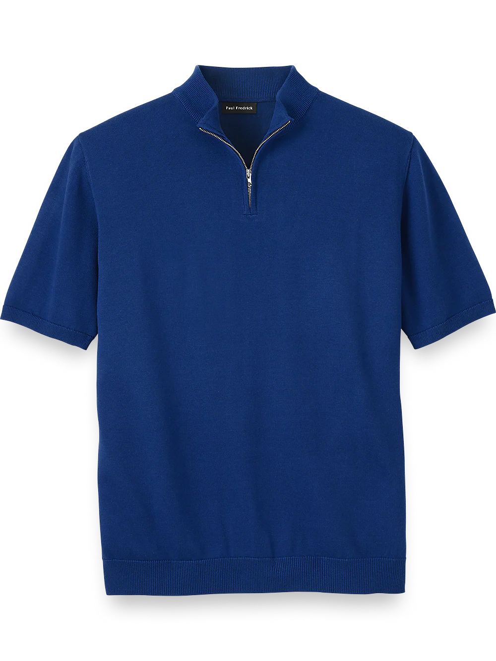 Cotton Quarter Zip Mock Neck Sweater - Navy