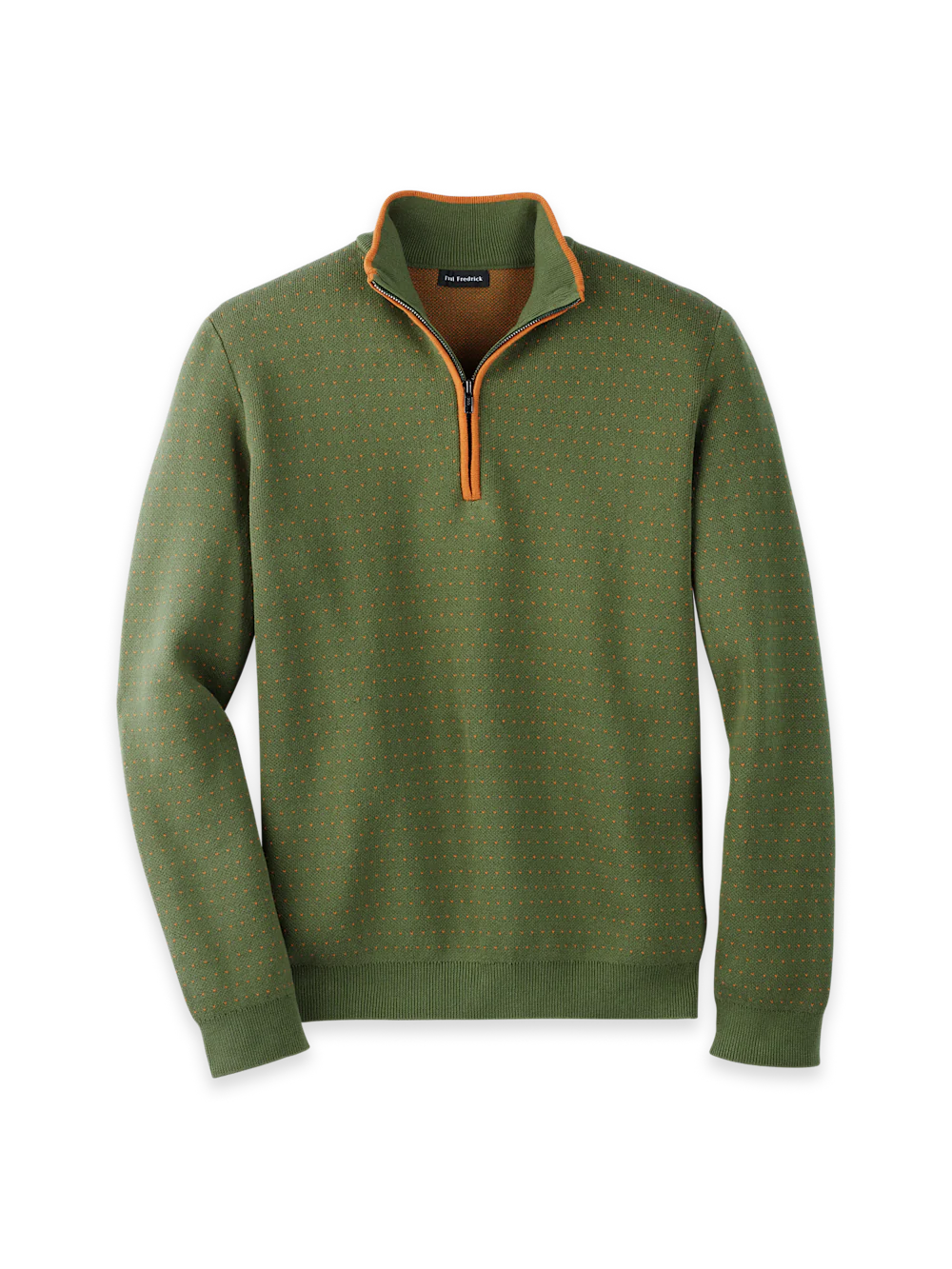 Cotton Quarter Zip Mock Neck Sweater - Olive