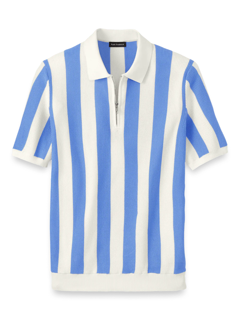 Cotton Quarter Zip Polo - Blue