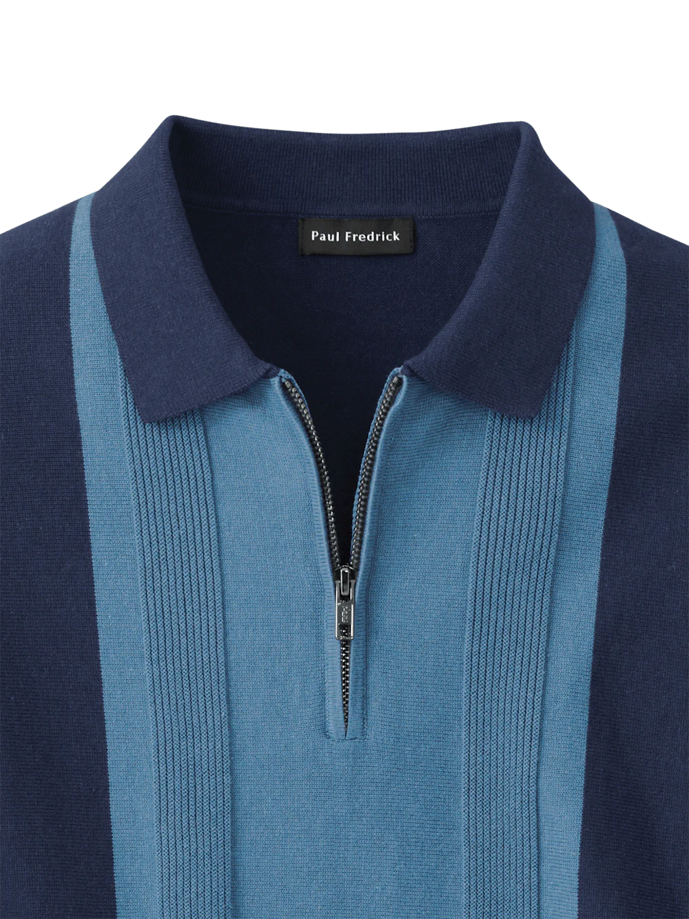 Cotton Quarter Zip Polo - Blue - Image 6