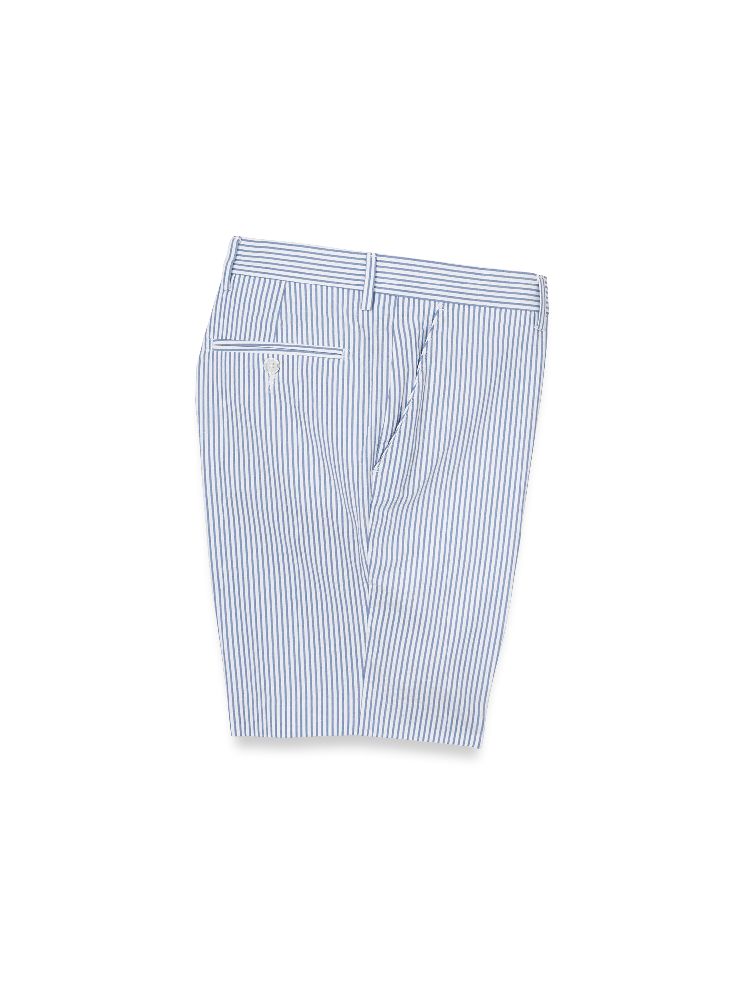 Cotton Seersucker Shorts - Blue Stripe - Image 4