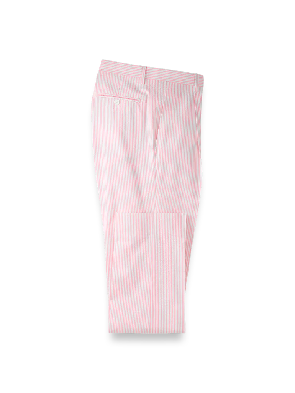 Cotton Seersucker Single Pleated Pants - Pink/white