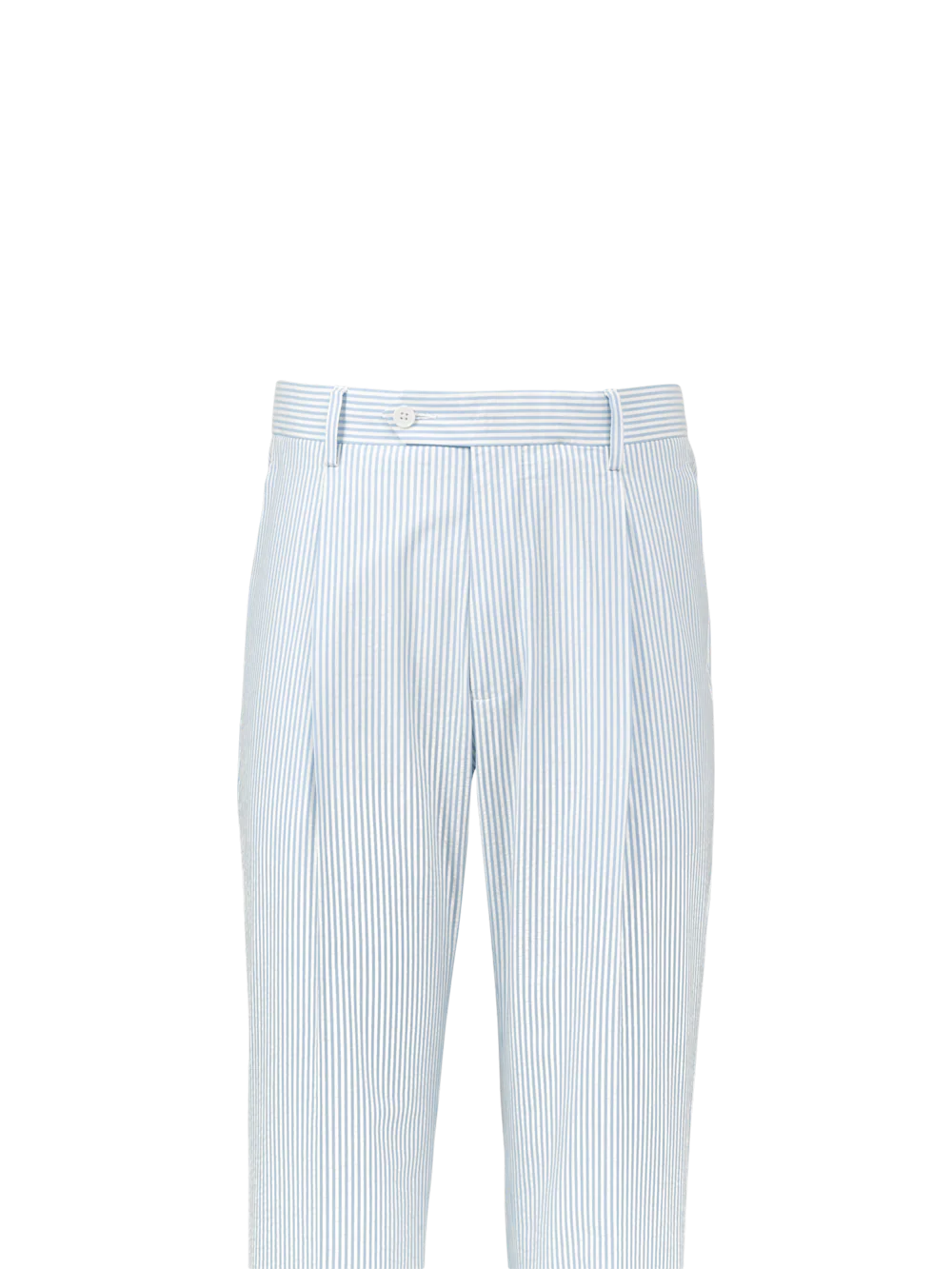 Cotton Seersucker Single Pleated Pants - Pink/white - Image 2