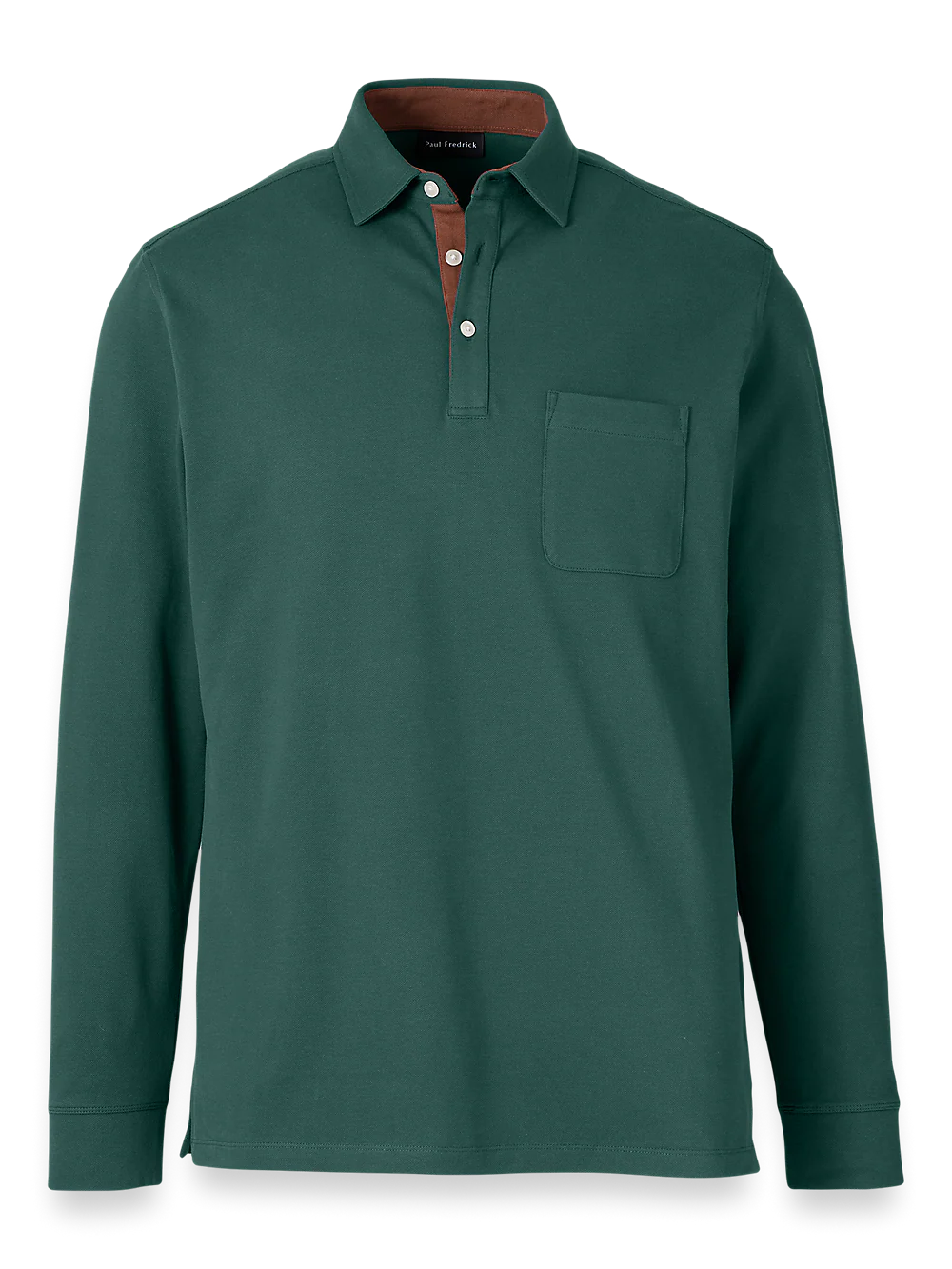 Cotton/Spandex Pique Three Button Polo - Green