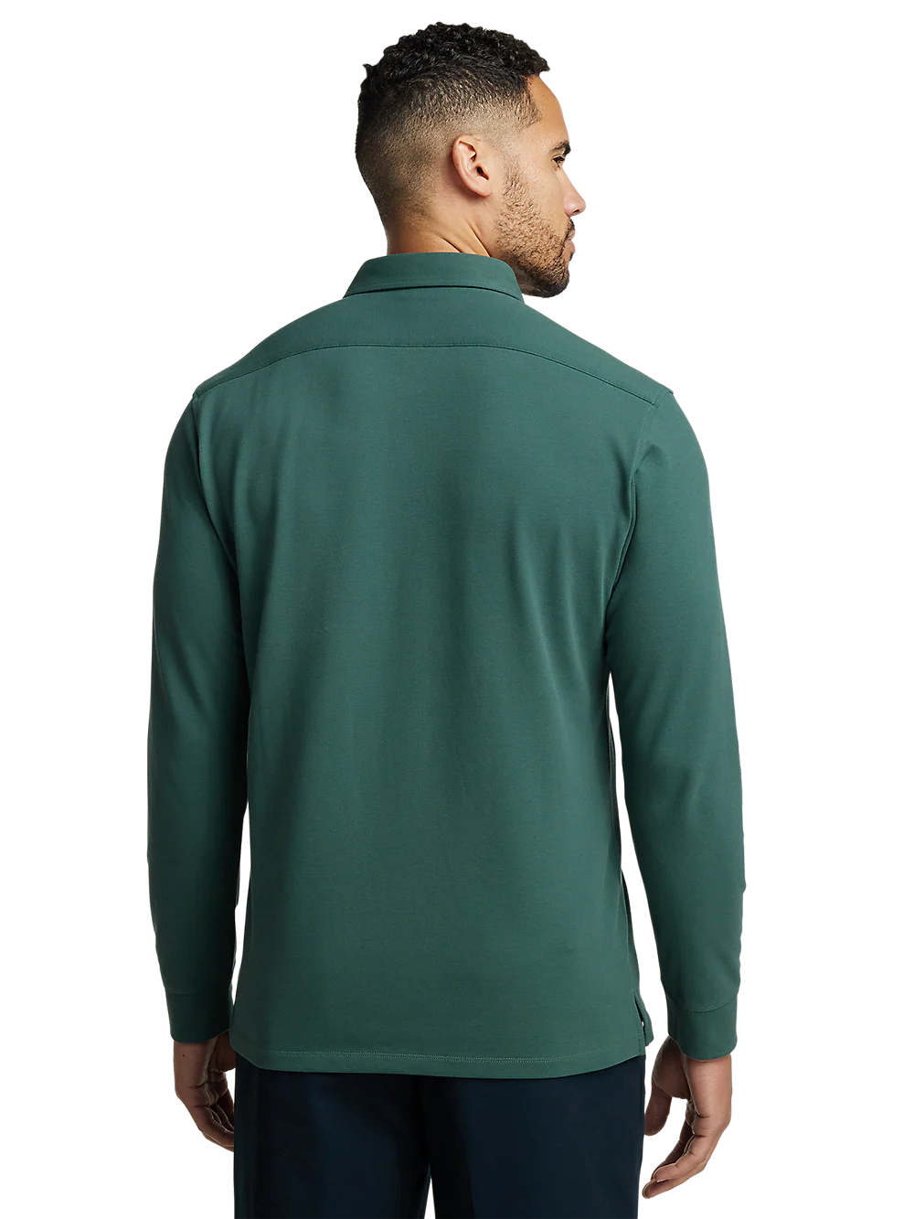 Cotton/Spandex Pique Three Button Polo - Green - Image 5