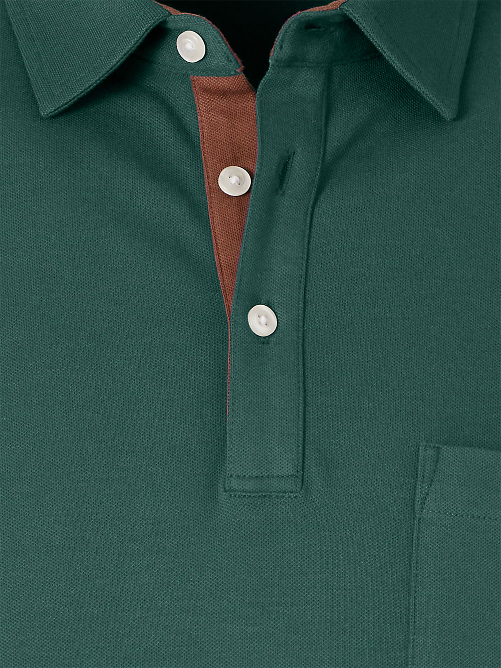Cotton/Spandex Pique Three Button Polo - Green - Image 6