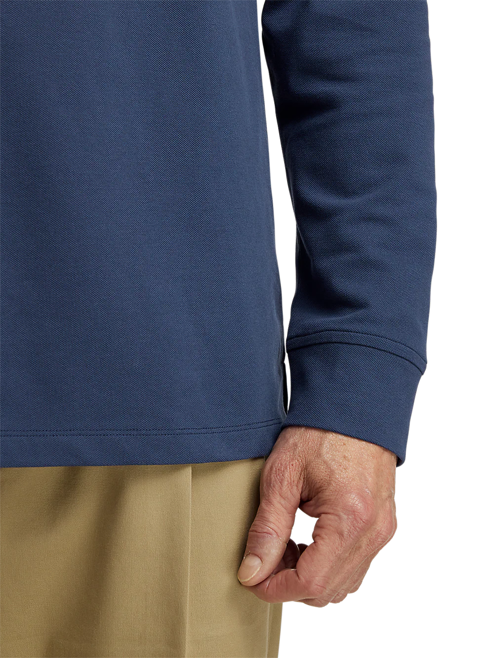 Cotton/Spandex Pique Three Button Polo - Navy - Image 4