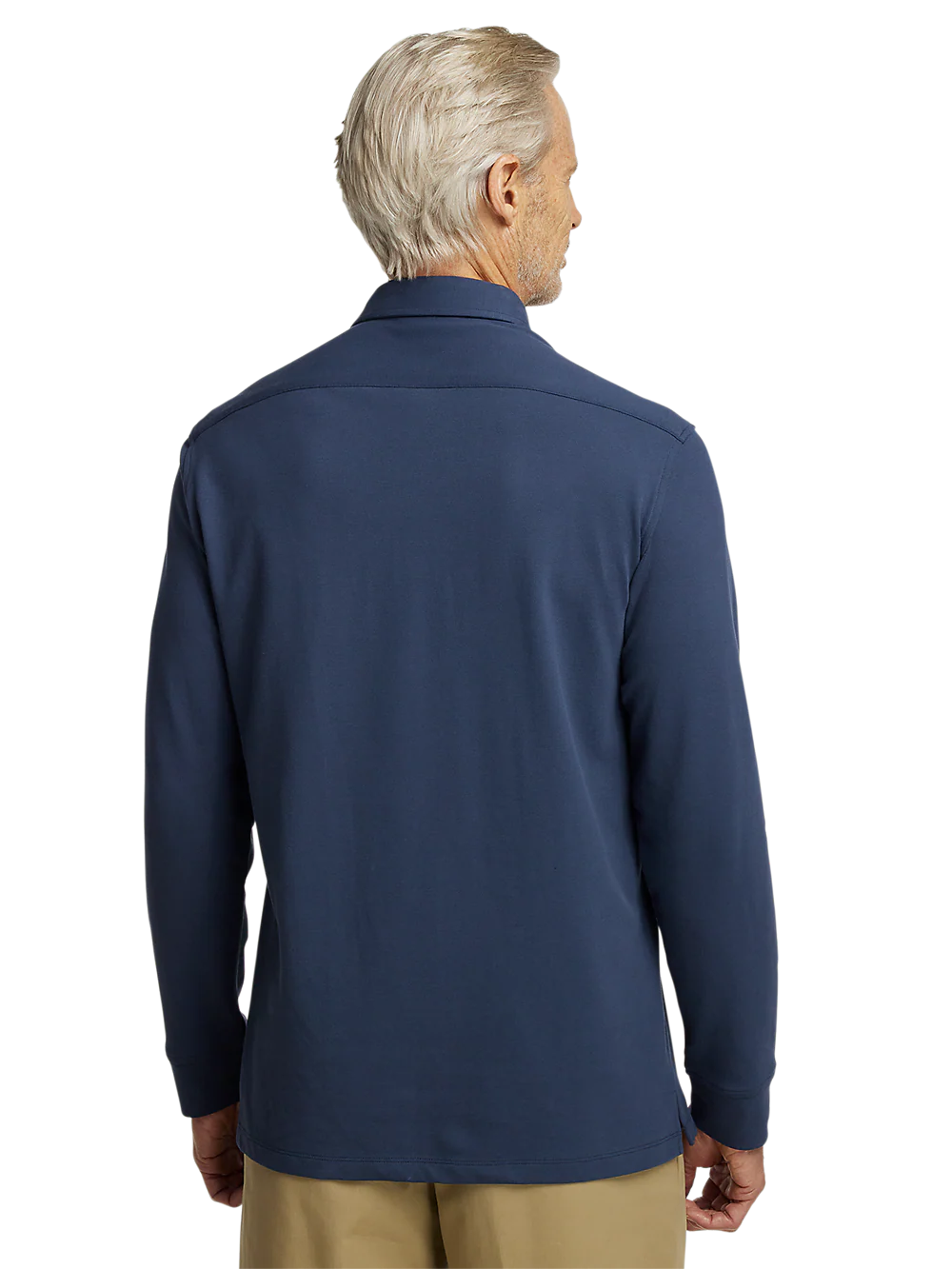 Cotton/Spandex Pique Three Button Polo - Navy - Image 5