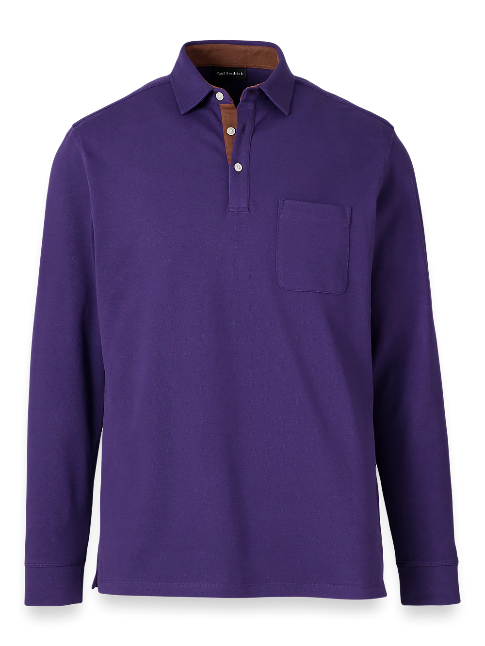 Cotton/Spandex Pique Three Button Polo - Purple