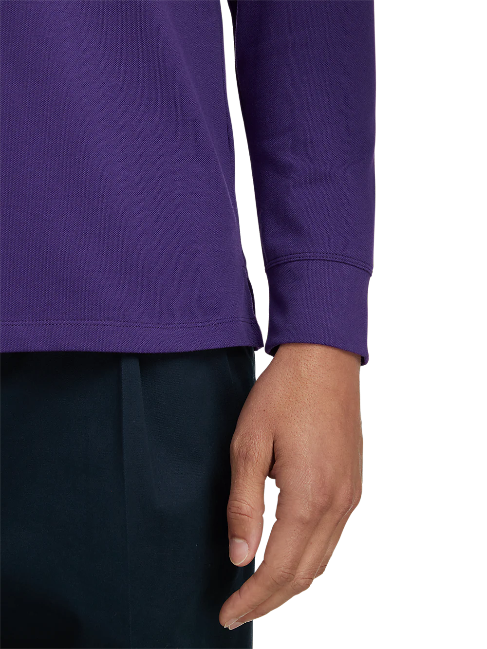 Cotton/Spandex Pique Three Button Polo - Purple - Image 4