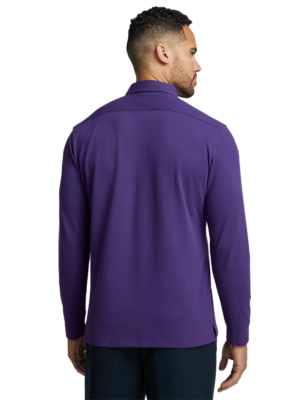 Cotton/Spandex Pique Three Button Polo - Purple - Image 5