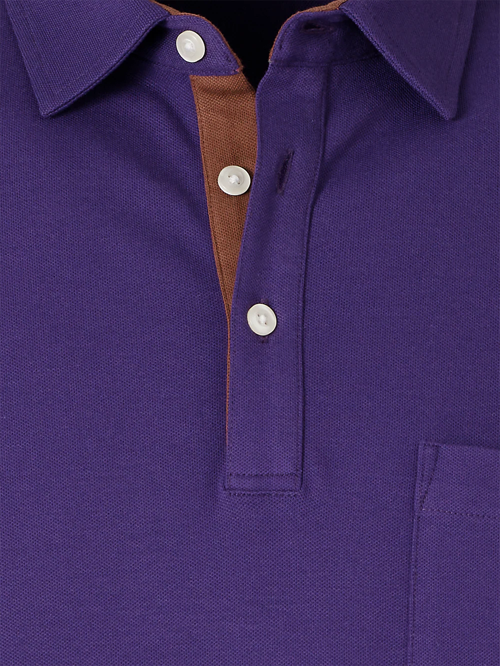 Cotton/Spandex Pique Three Button Polo - Purple - Image 6
