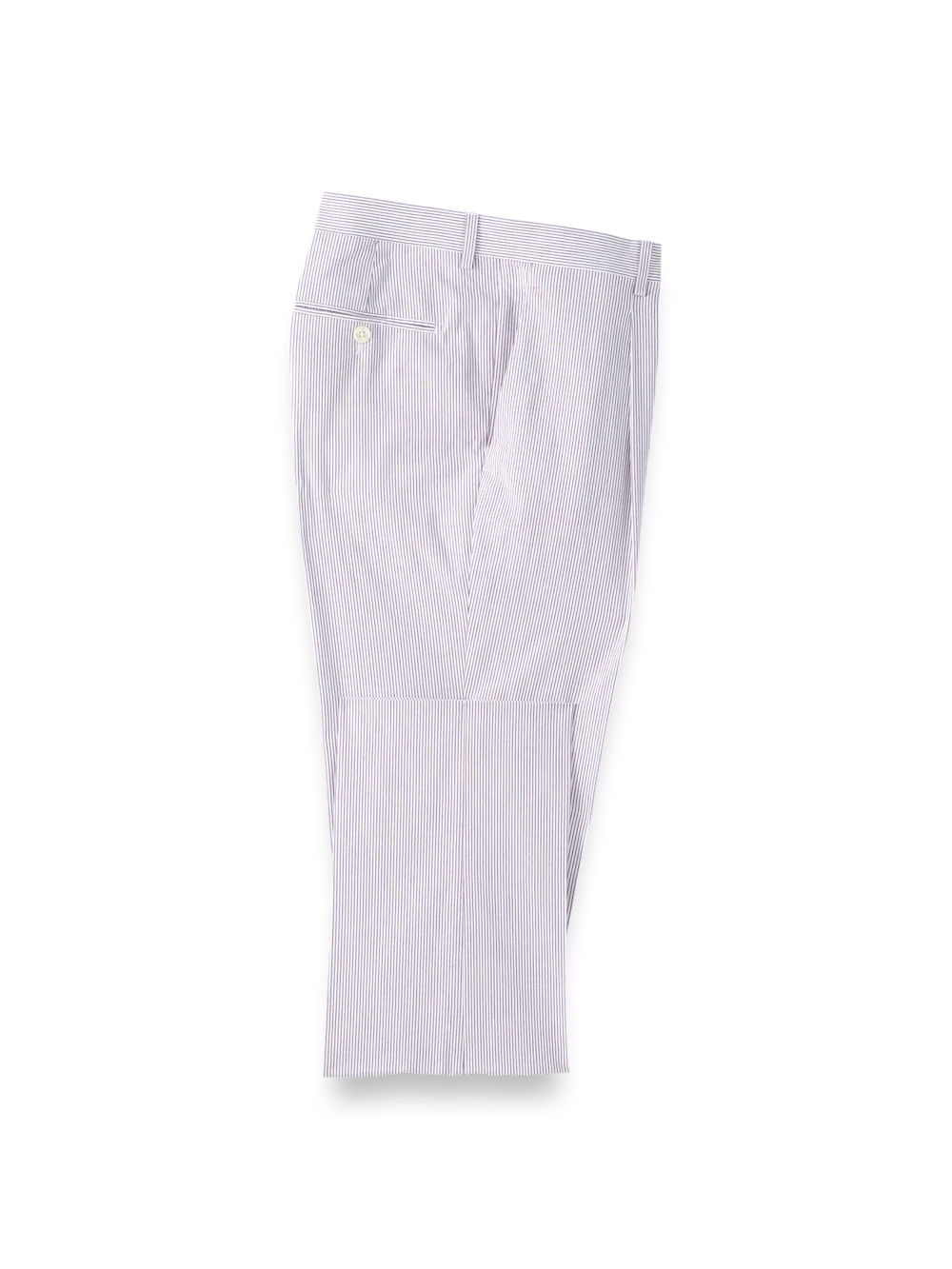 Cotton Stretch Stripe Seersucker Single Pleat Suit Pants - Purple/white