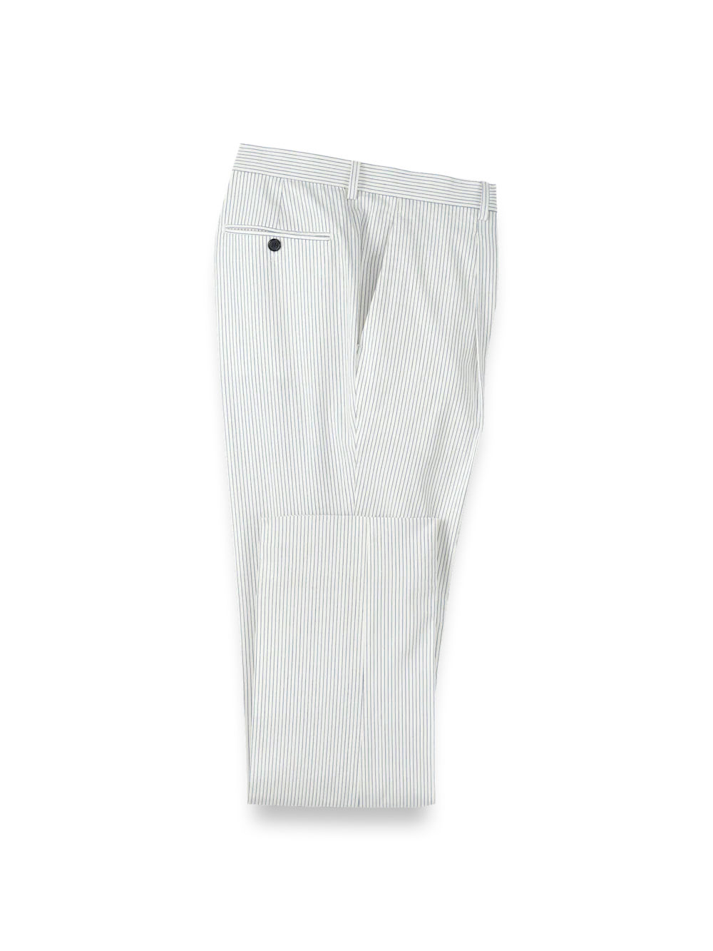 Cotton Stretch Stripe Seersucker Single Pleat Suit Pants - White/blue