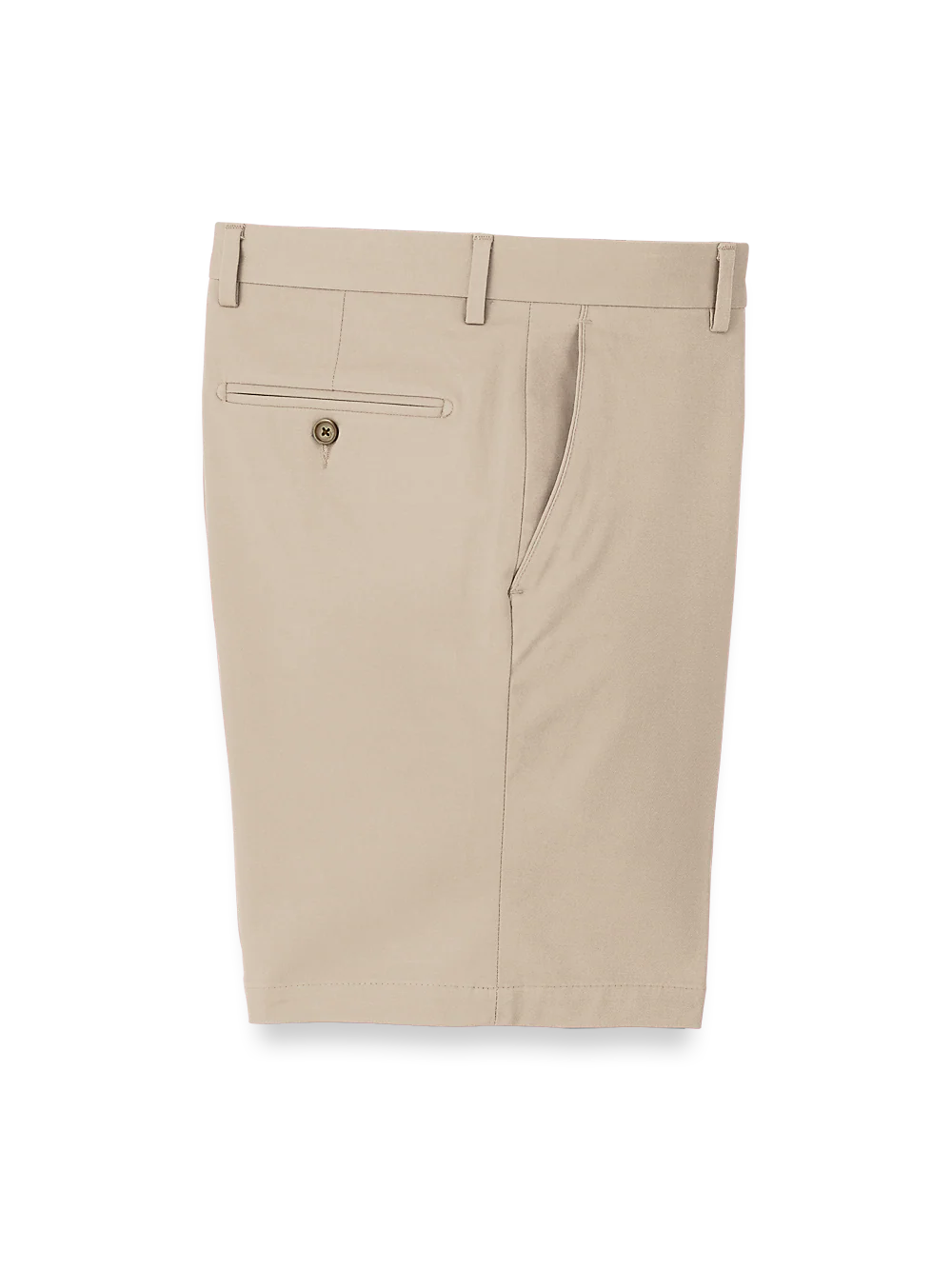 Cotton Stretch Twill Flat Front Shorts - Khaki