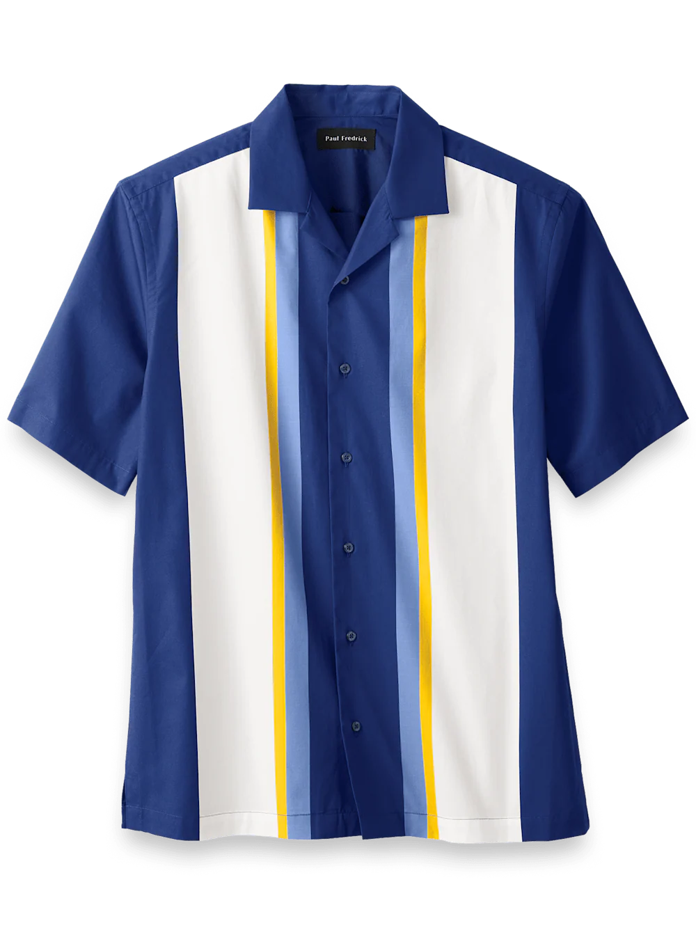 Cotton Stripe Border Print Casual Shirt - Navy