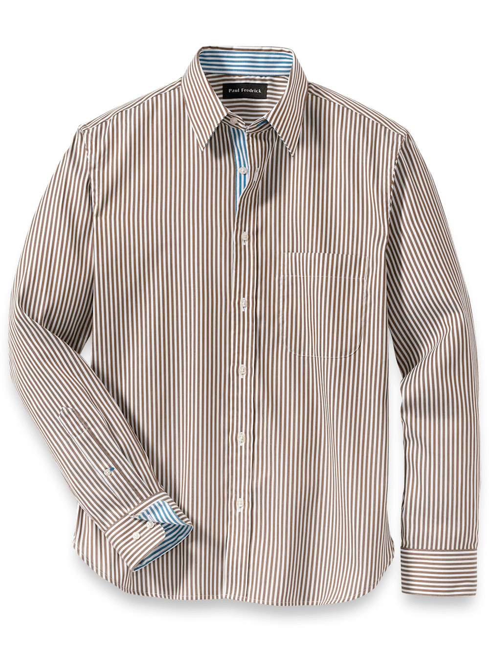 Cotton Stripe Casual Shirt - Brown/teal