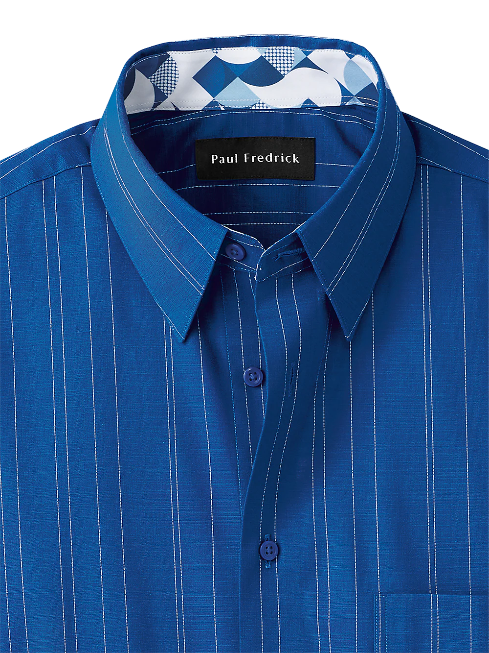 Cotton Stripe Casual Shirt With Contrast Trim - Blue - Image 2