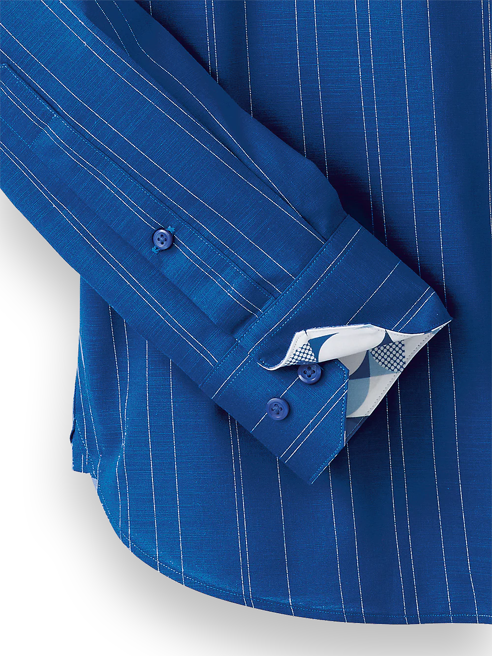 Cotton Stripe Casual Shirt With Contrast Trim - Blue - Image 3