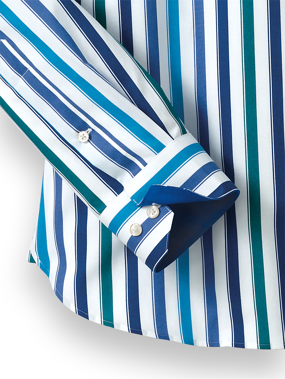 Cotton Stripe Casual Shirt With Contrast Trim - Multi - Image 3