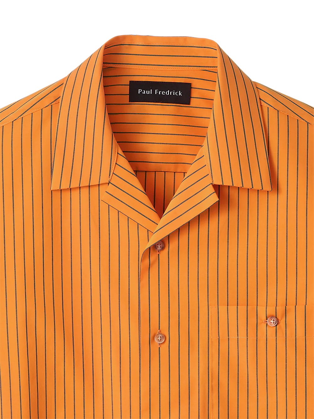 Cotton Stripe Print Casual Shirt - Orange - Image 2