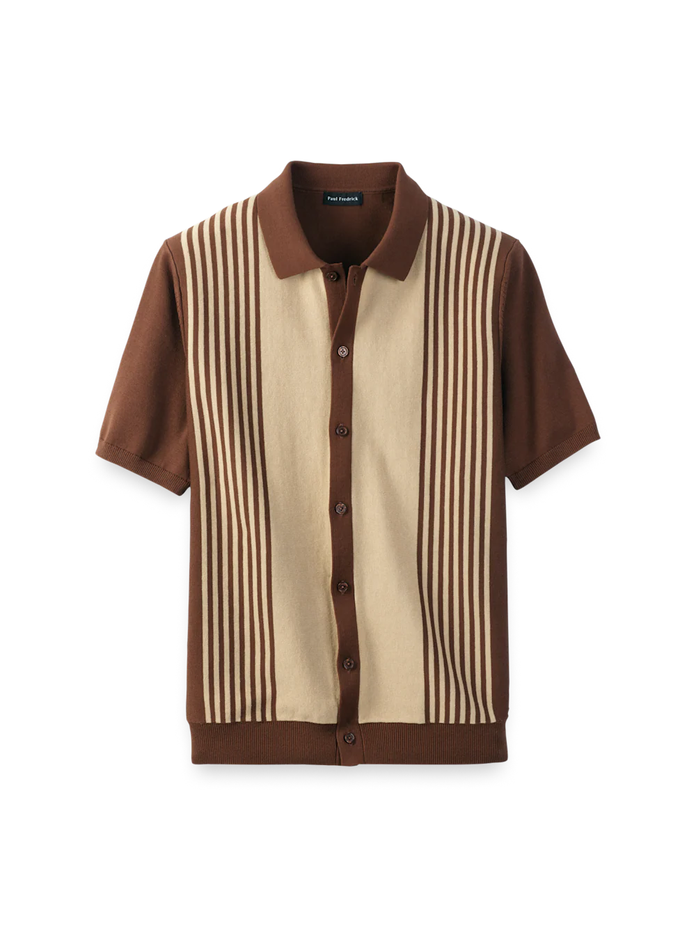 Cotton Three Button Front Polo - Brown