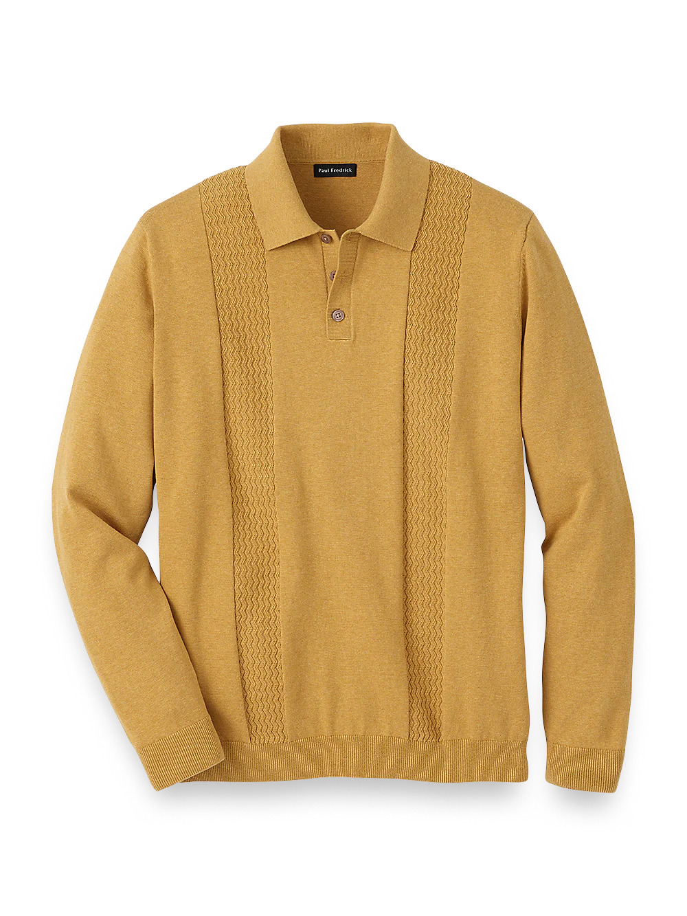 Cotton Three Button Polo - Gold