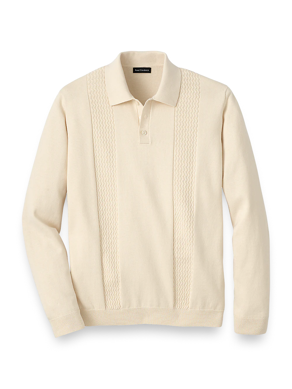 Cotton Three Button Polo - Ivory