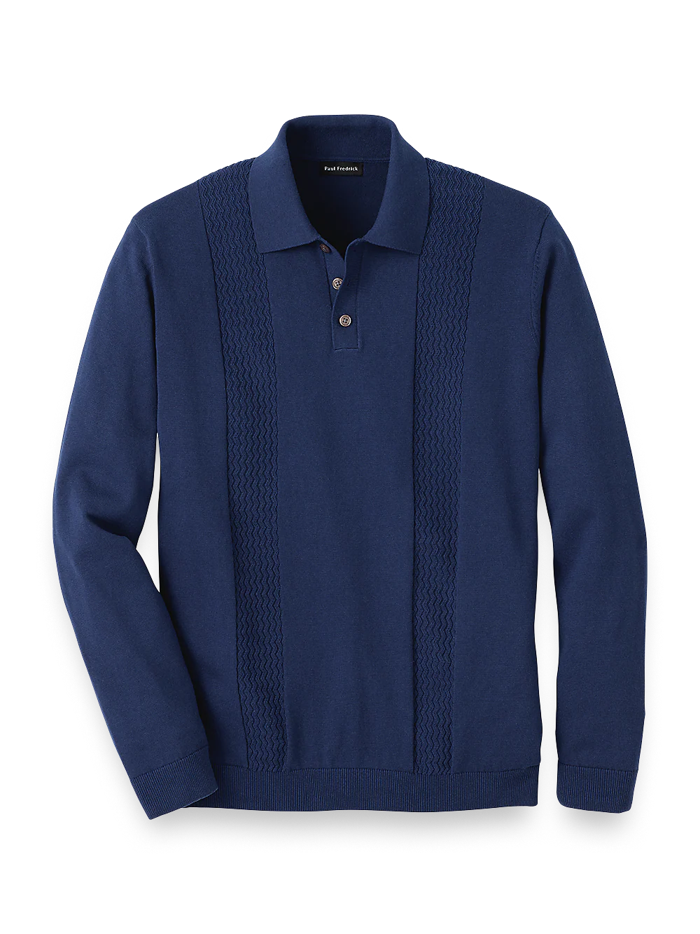Cotton Three Button Polo - Navy