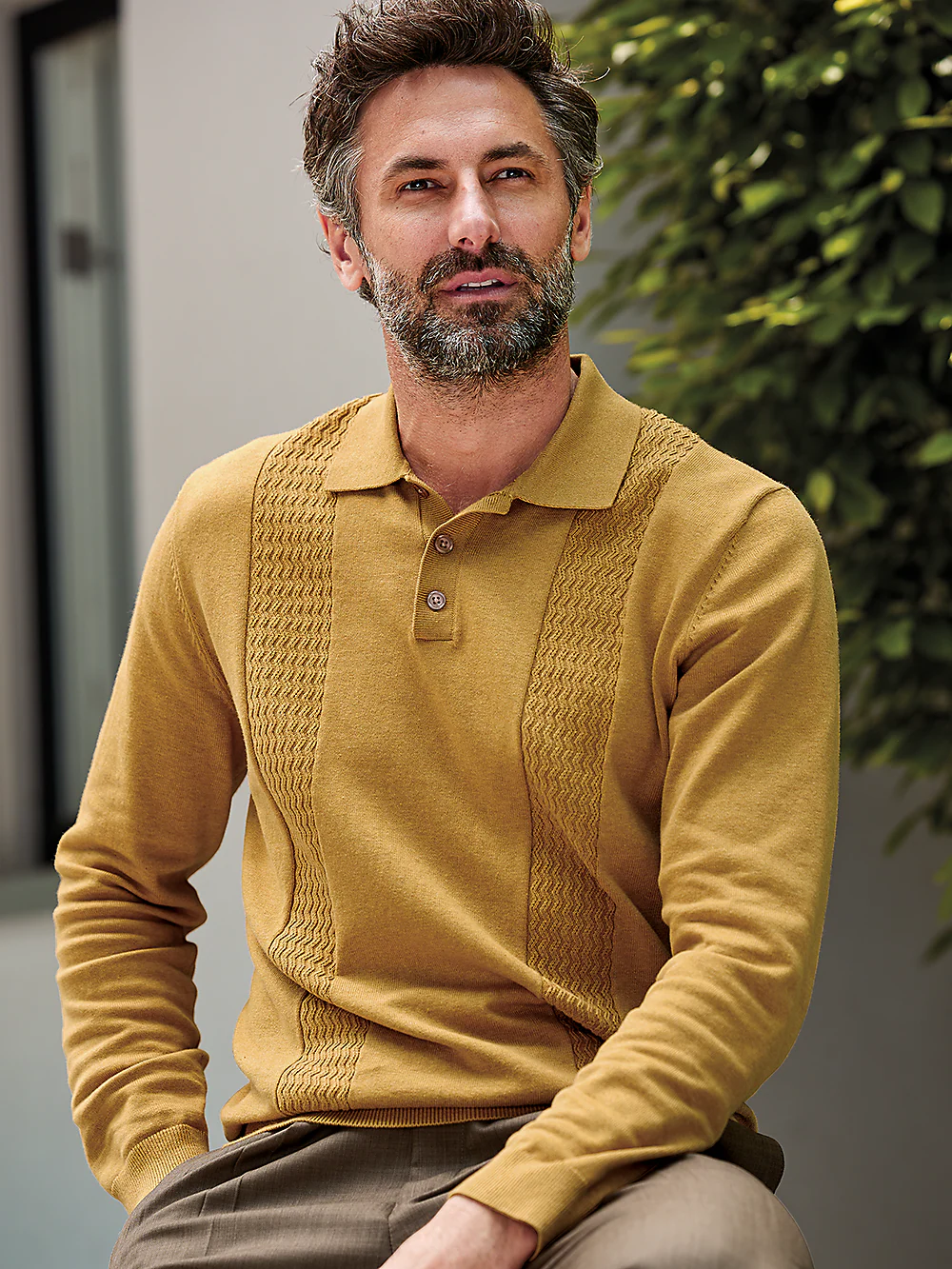 Cotton Three Button Polo - Navy - Image 2