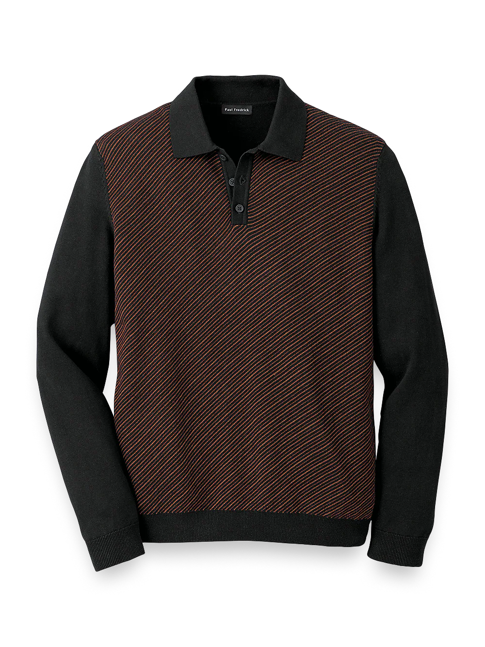 Cotton Three Button Polo - Brown/black