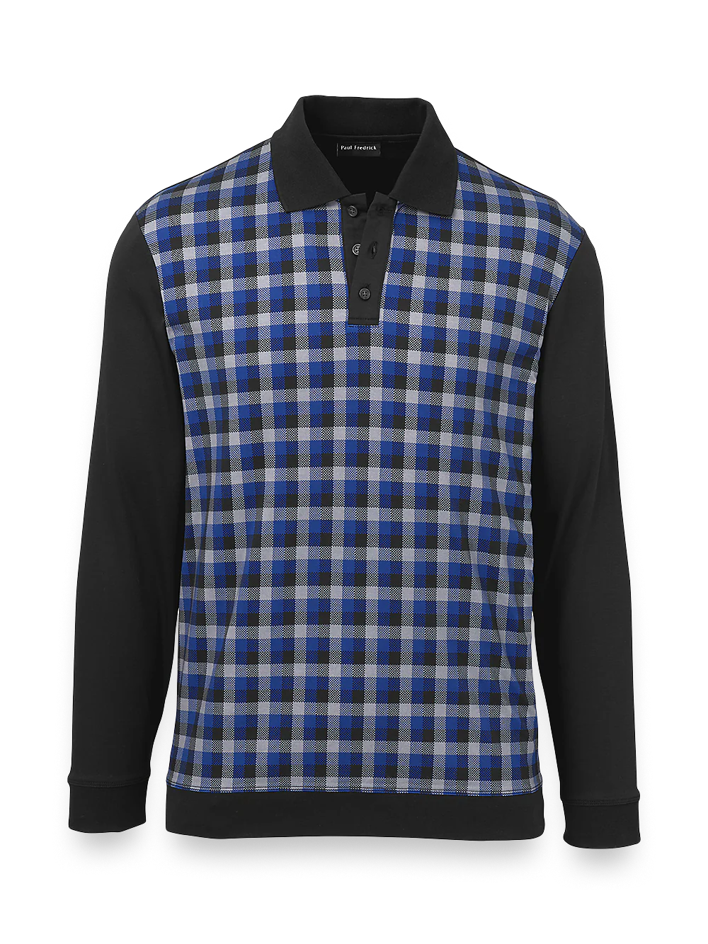 Cotton Three Button Polo - Black/blue