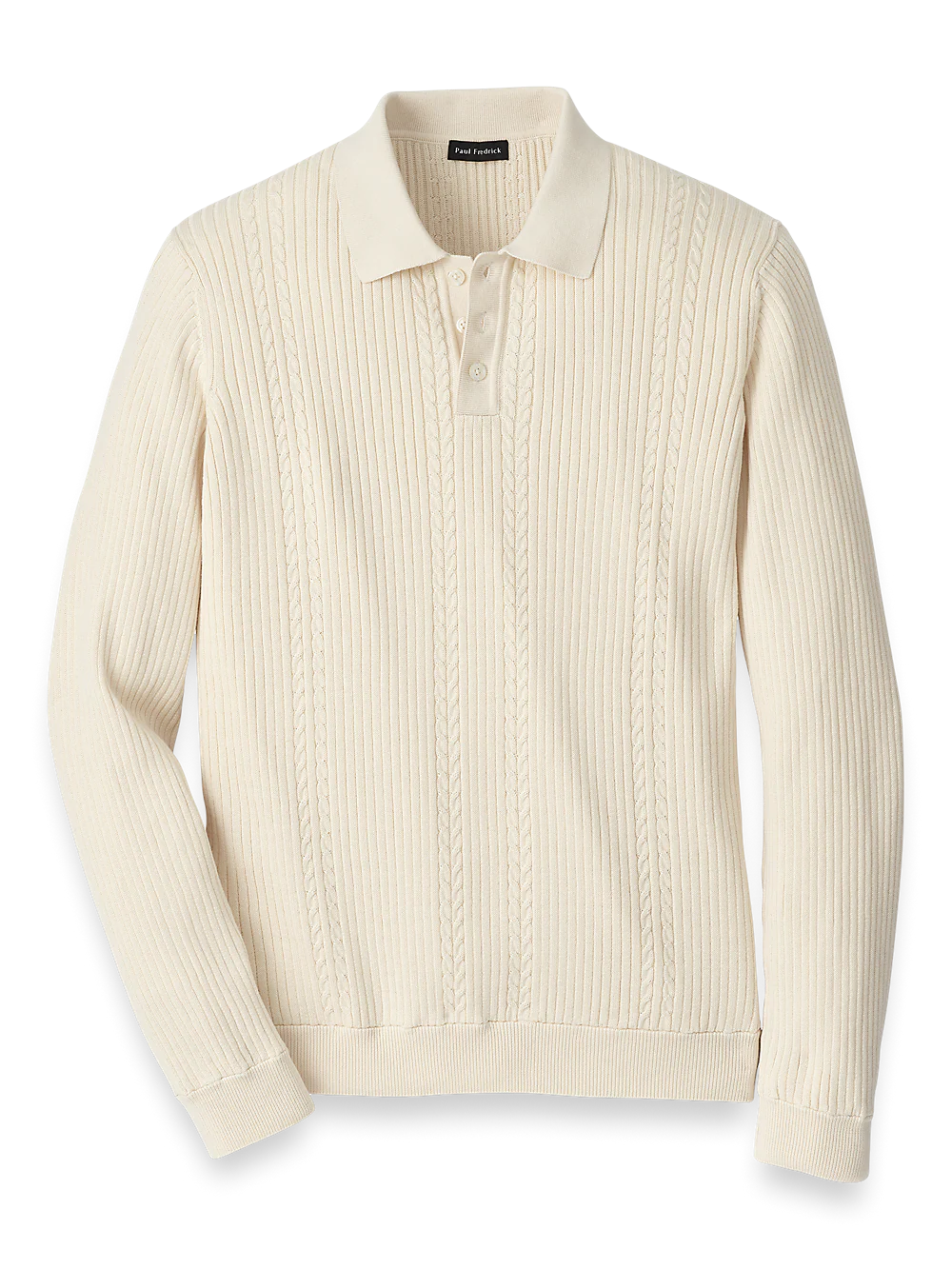 Cotton Three Button Polo - Ivory