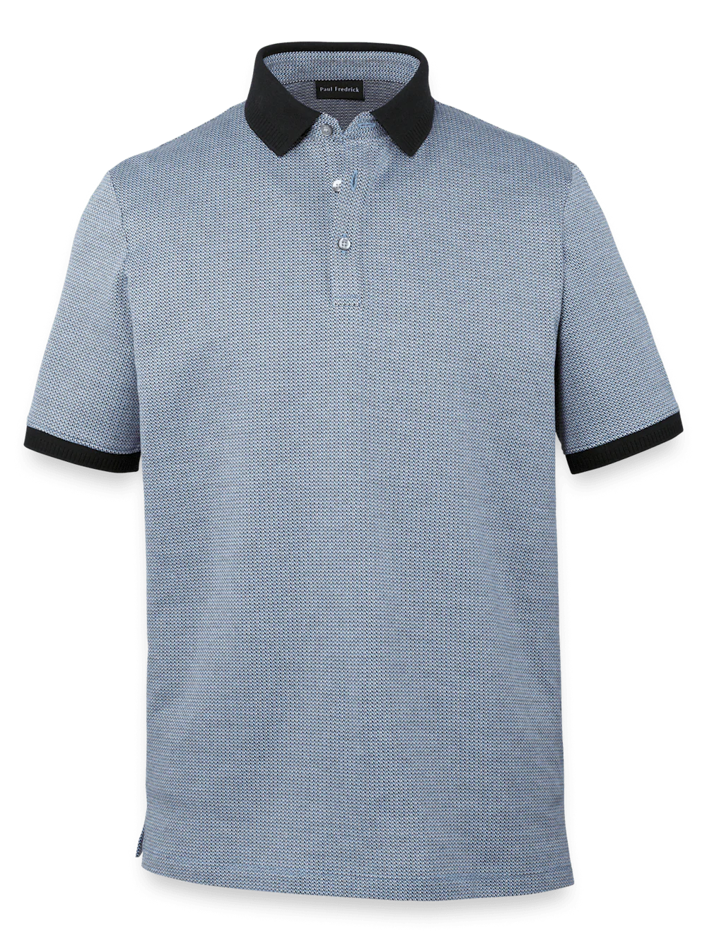 Cotton Three Button Polo - Blue Multi