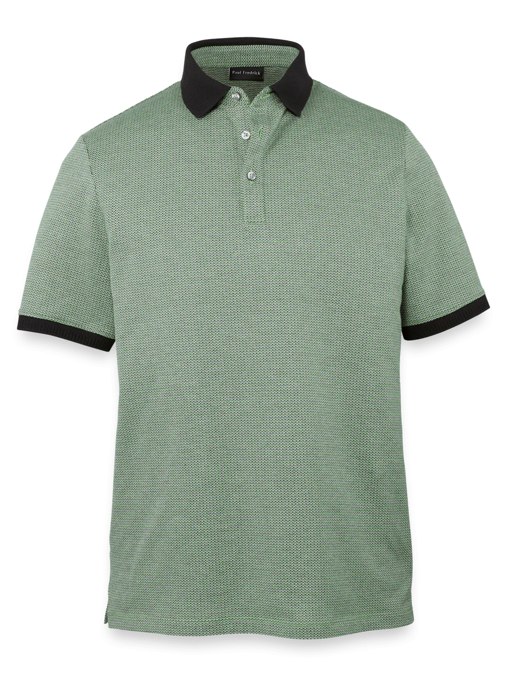 Cotton Three Button Polo - Green Multi