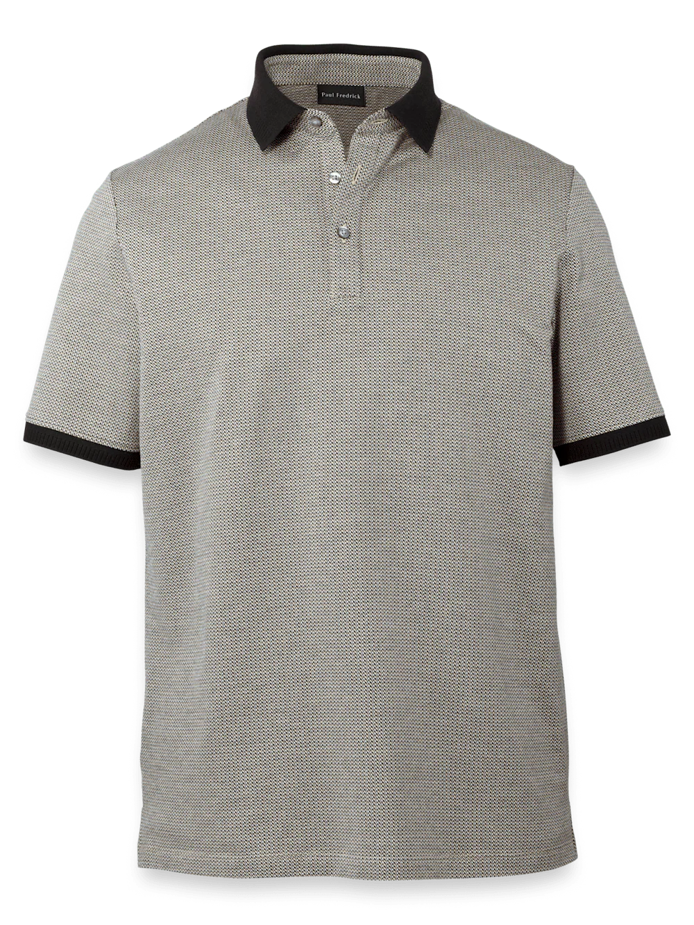 Cotton Three Button Polo - Tan Multi