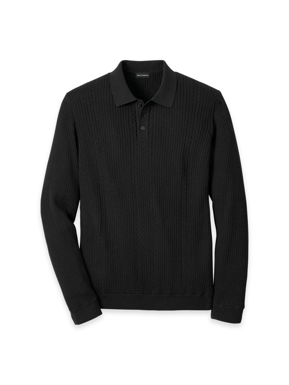 Cotton Three Button Polo - Black