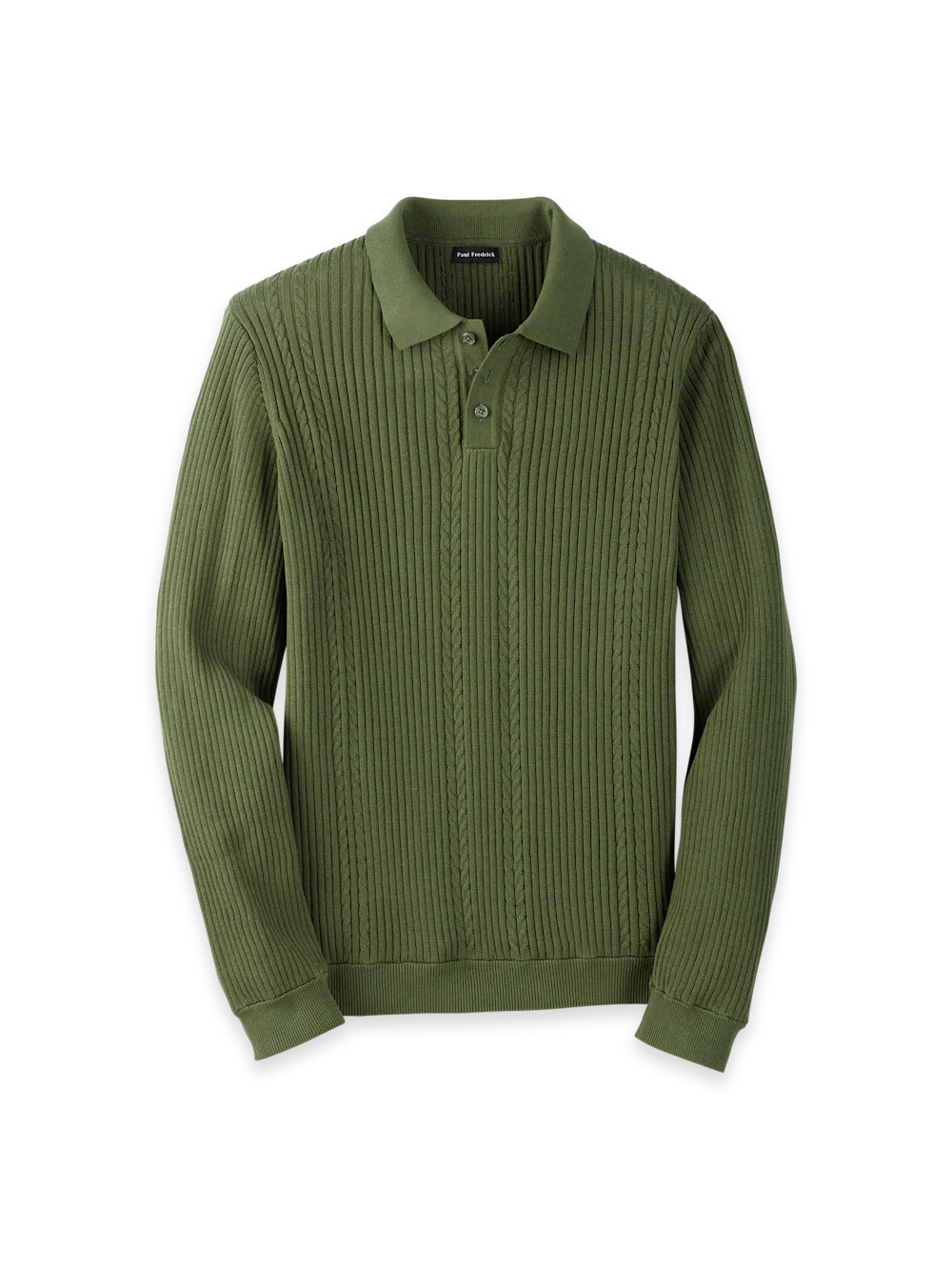 Cotton Three Button Polo - Olive