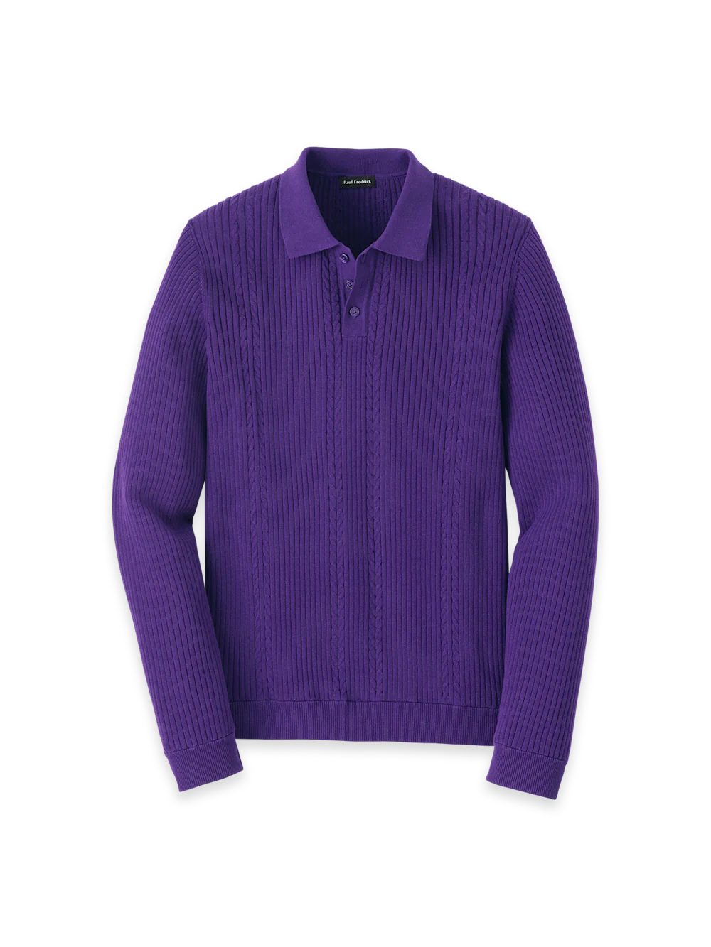 Cotton Three Button Polo - Purple