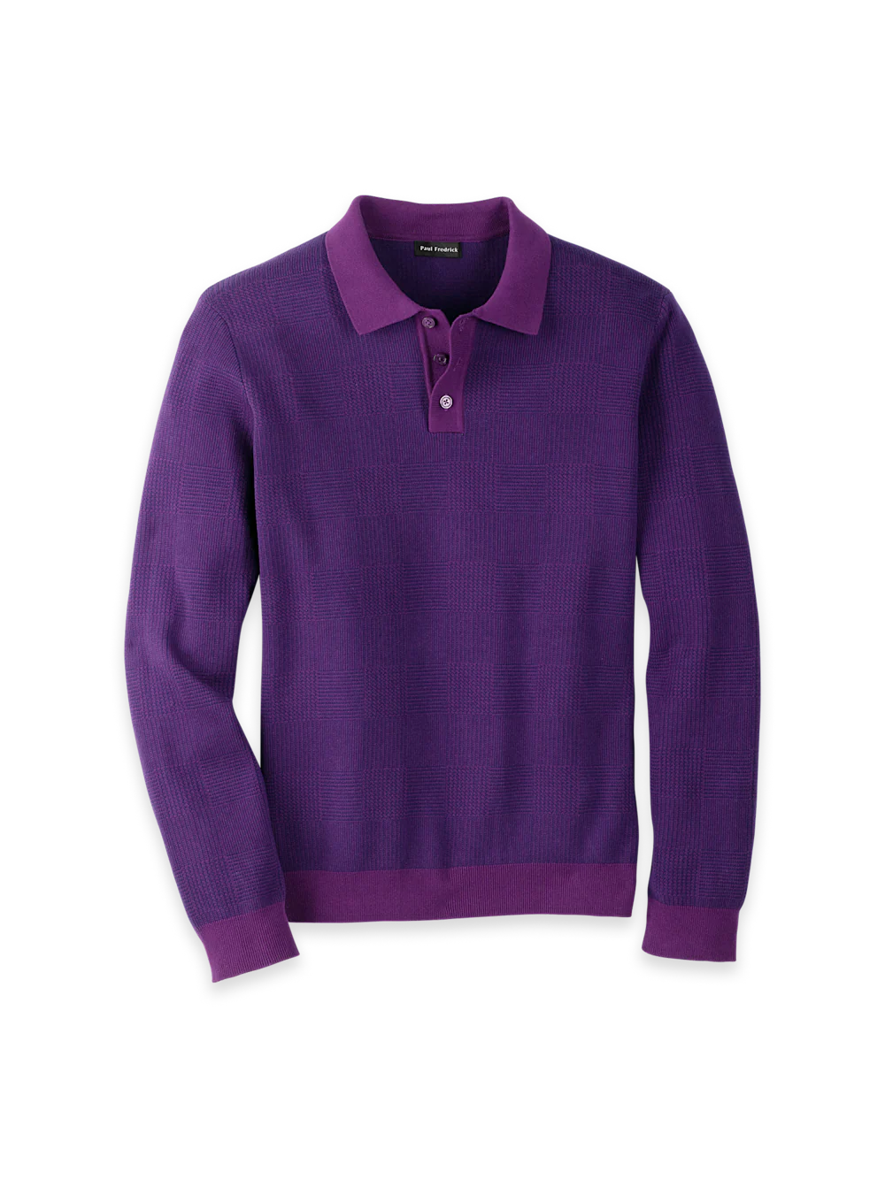 Cotton Three Button Polo - Purple