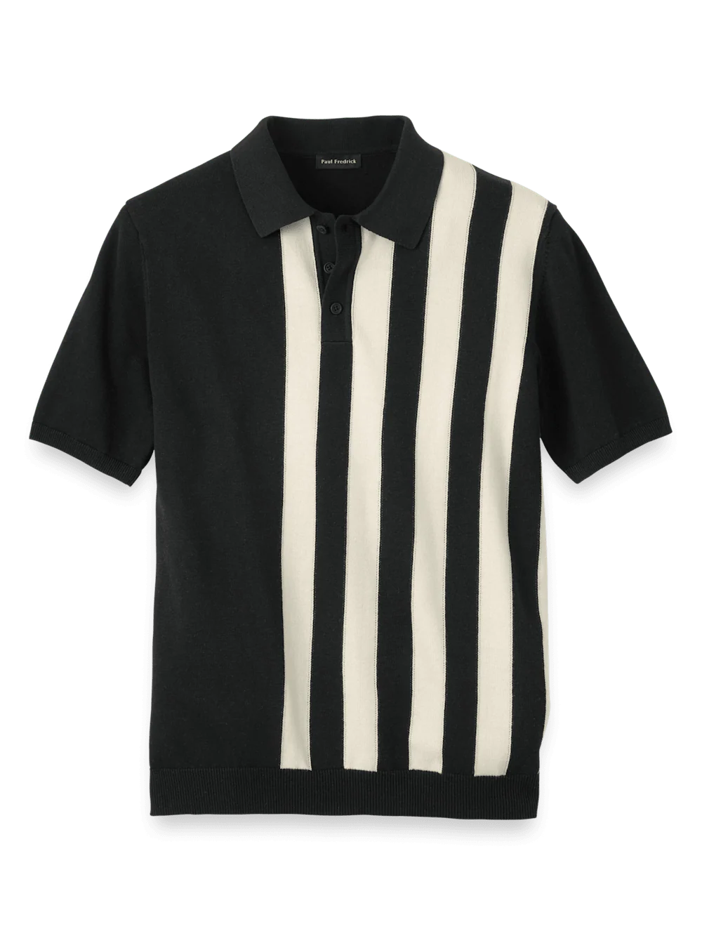 Cotton Three Button Polo - Black