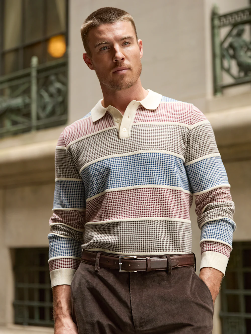Cotton Three Button Polo - Multi - Image 8