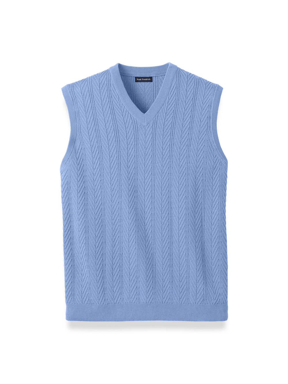 Cotton V-neck Vest - Blue