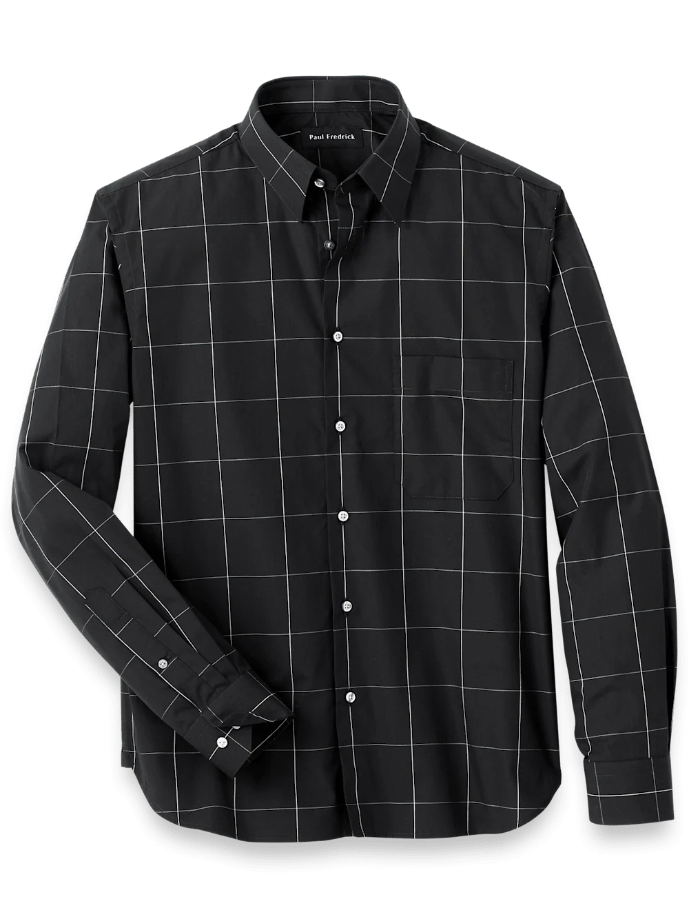 Cotton Windowpane Casual Shirt - Black