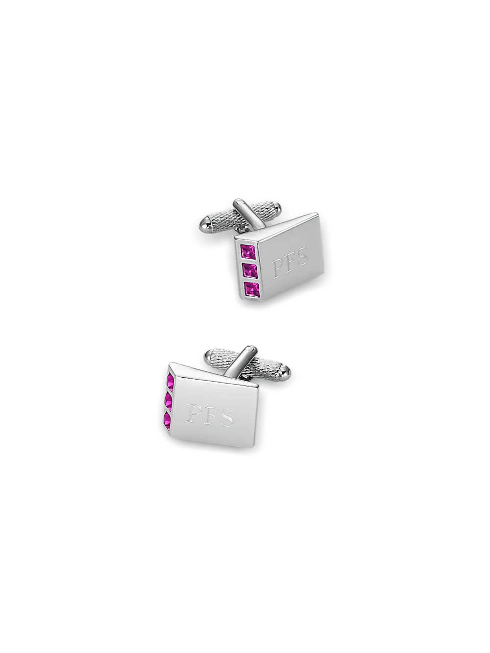 Crystal Side Engravable Cufflinks - Purple