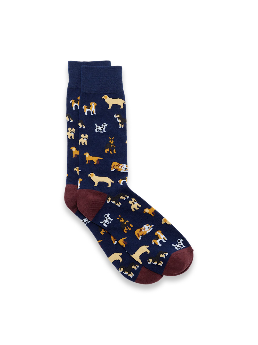 Dog Motif Cotton Blend Sock - Navy Multi