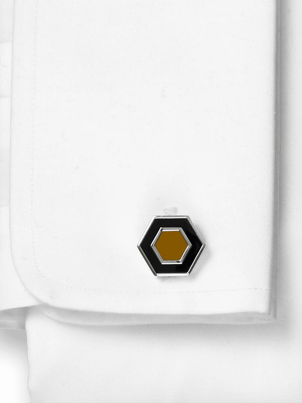 Enamel Hexagon Cufflinks - Black/tan - Image 2