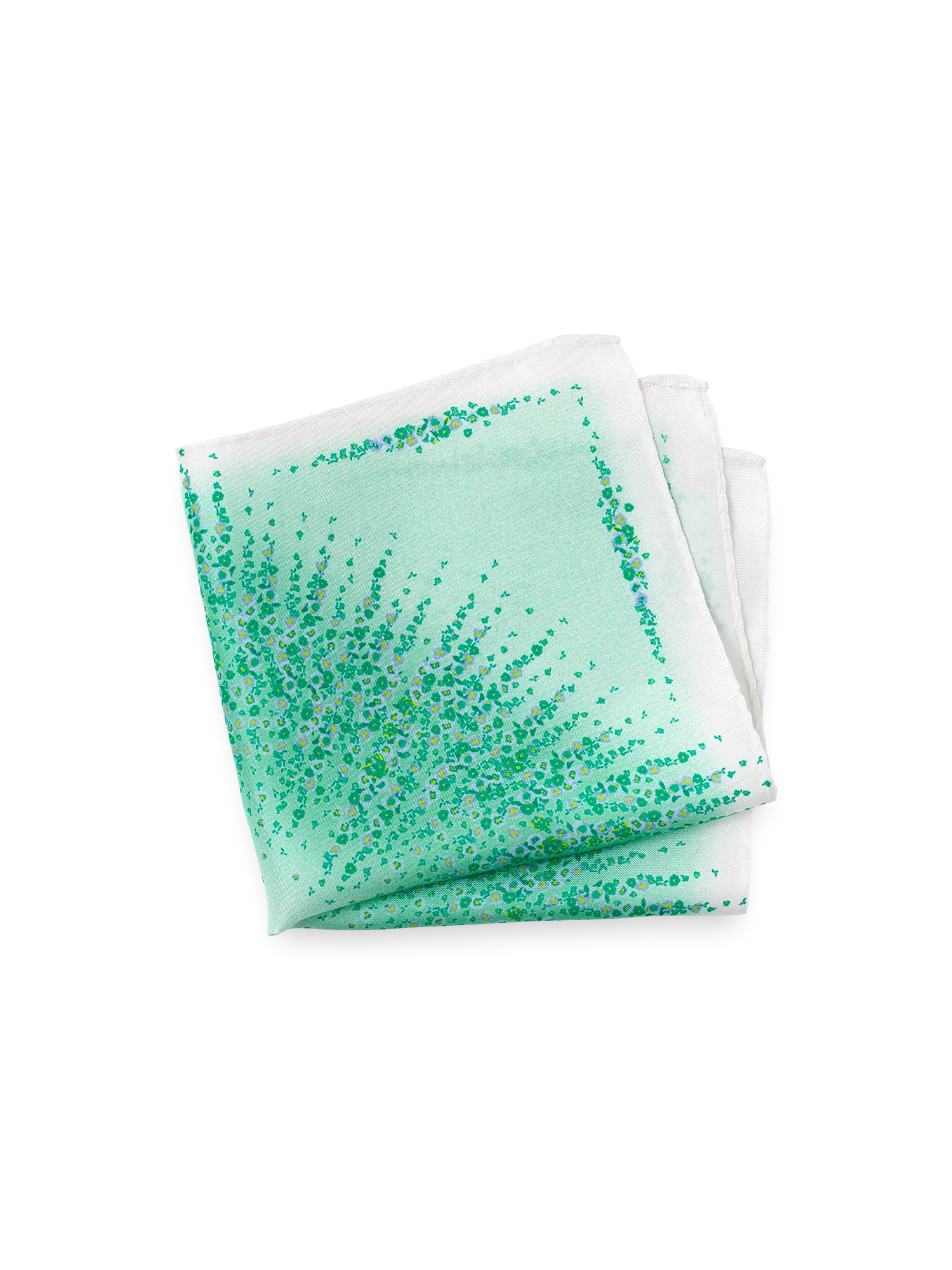Floral Silk Pocket Square - Green/white